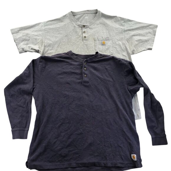 2 Carhartt Mens Henley Shirt XL Lot Of Two Workwear Classic Casual Tee Pullover - Picture 1 of 16